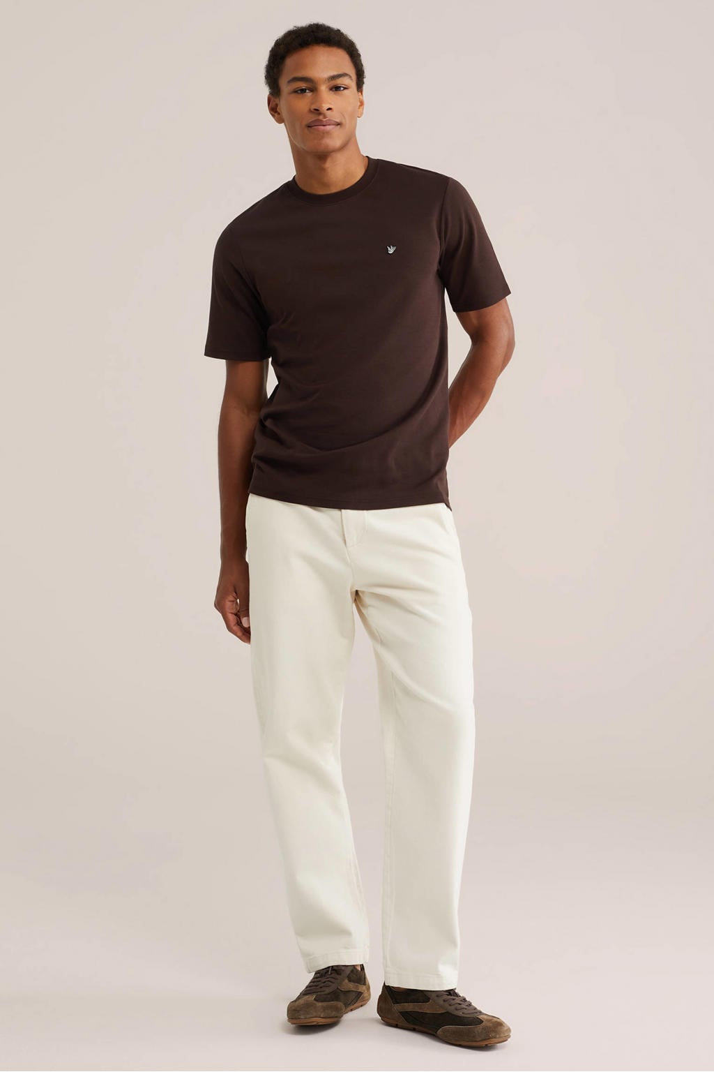 WE Fashion regular fit T-shirt - bruin