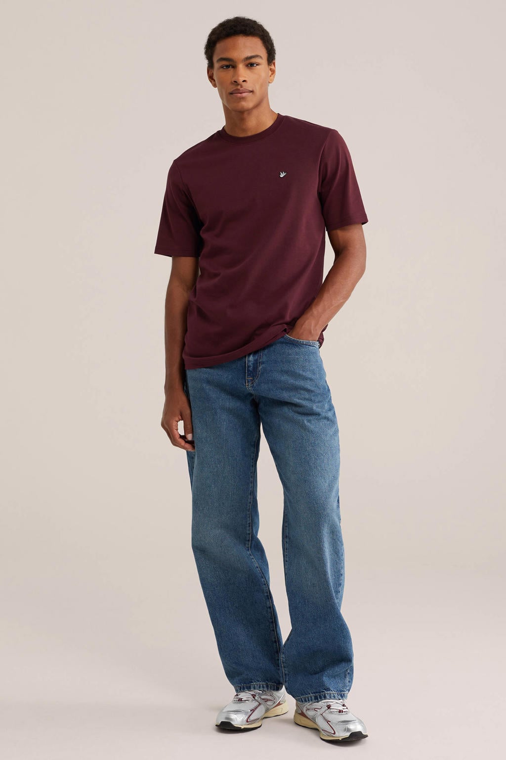 WE Fashion regular fit T-shirt - donkerrood