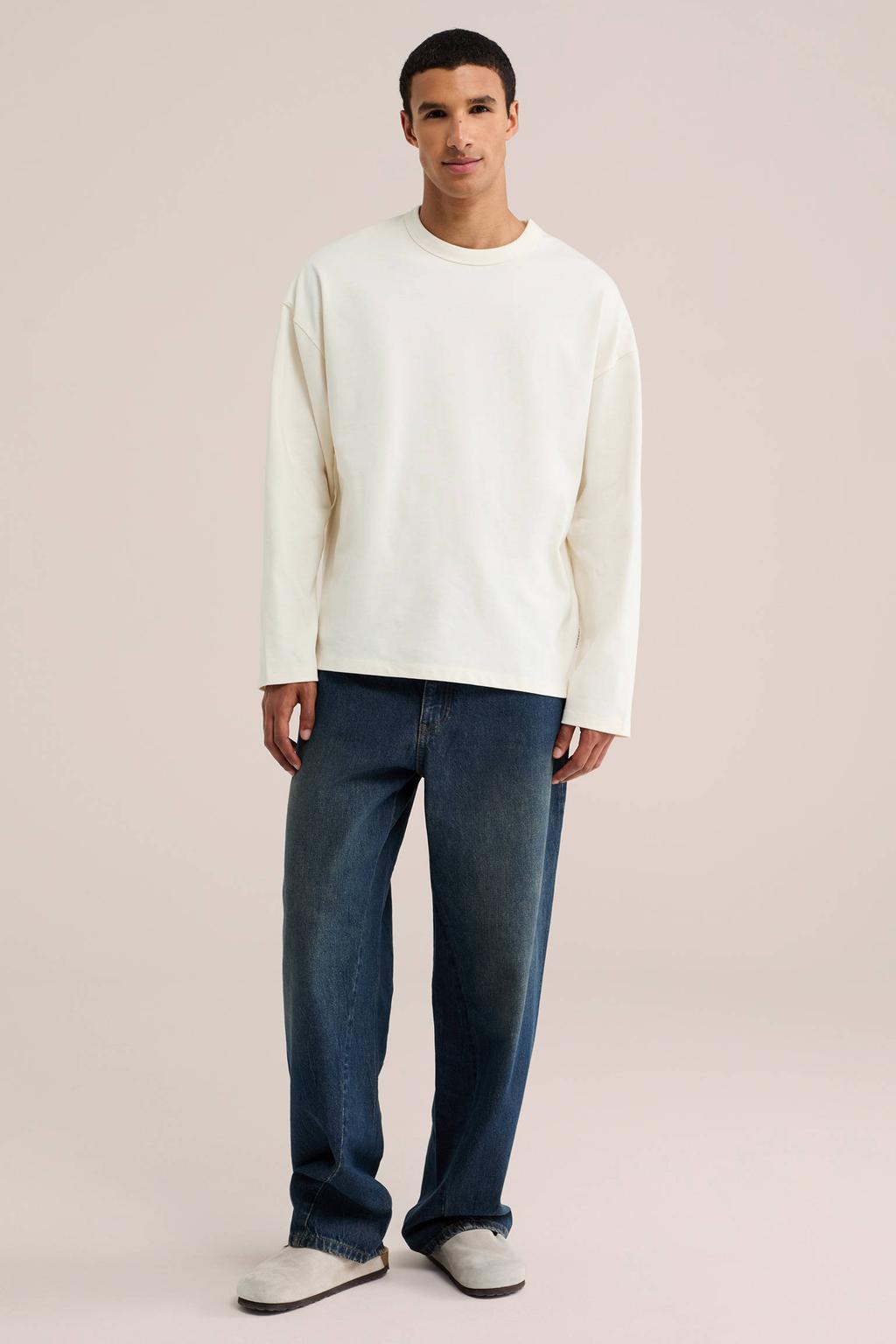 WE Fashion boxy longsleeve - ecru