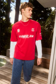 thumbnail: WE Fashion oversized T-shirt met print - rood