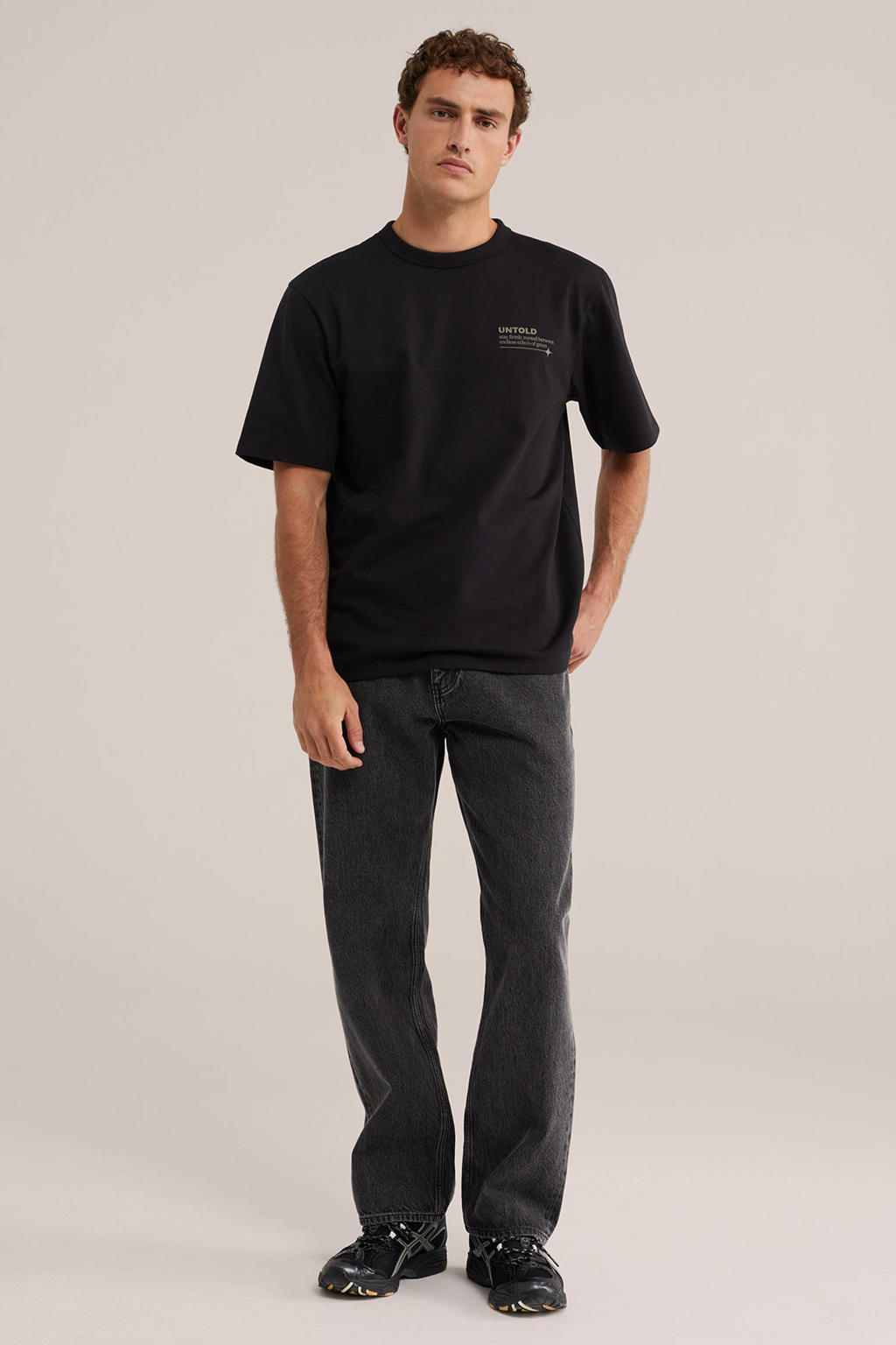 WE Fashion oversized T-shirt met backprint - zwart