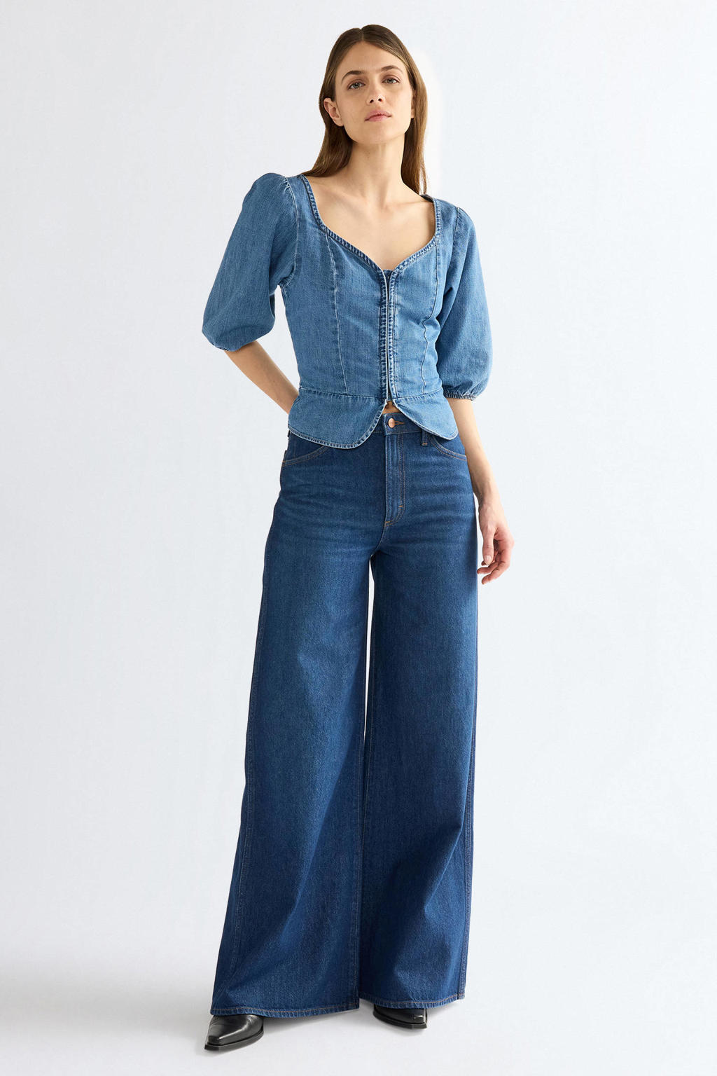 Wrangler Canyon wide leg jeans - donkerblauw