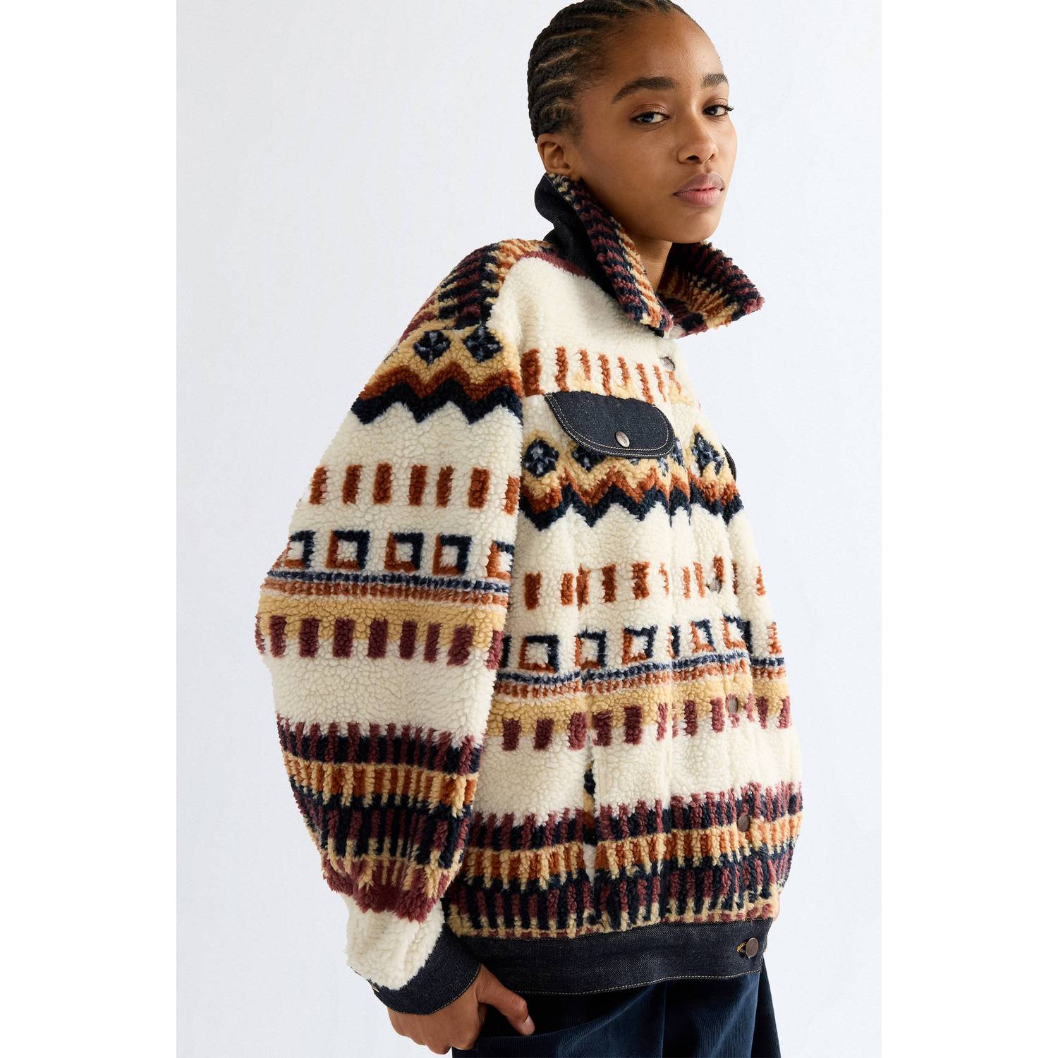 Wrangler spijkerjas met print ecru meerkleurig