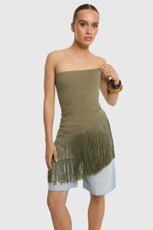 top met franjes - groen