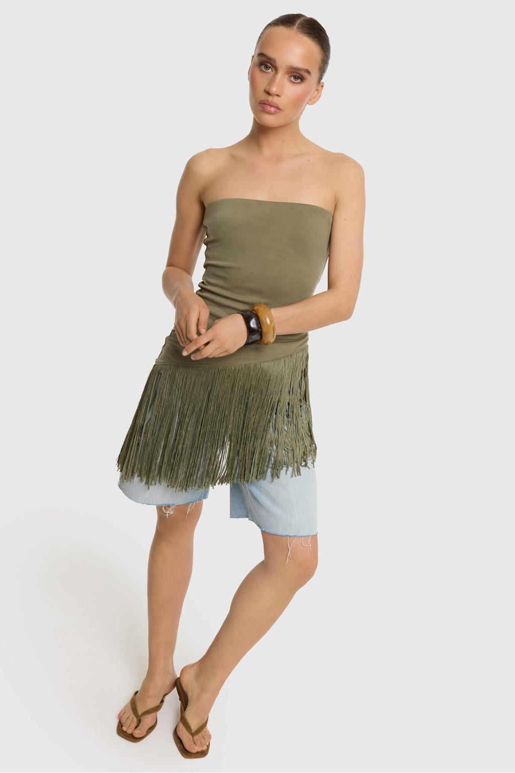 Refined Department top met franjes - groen