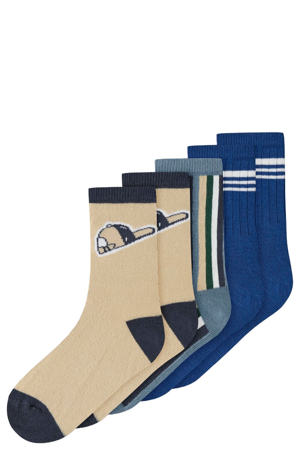 NAME IT MINI sokken met print - blauw/beige/groen