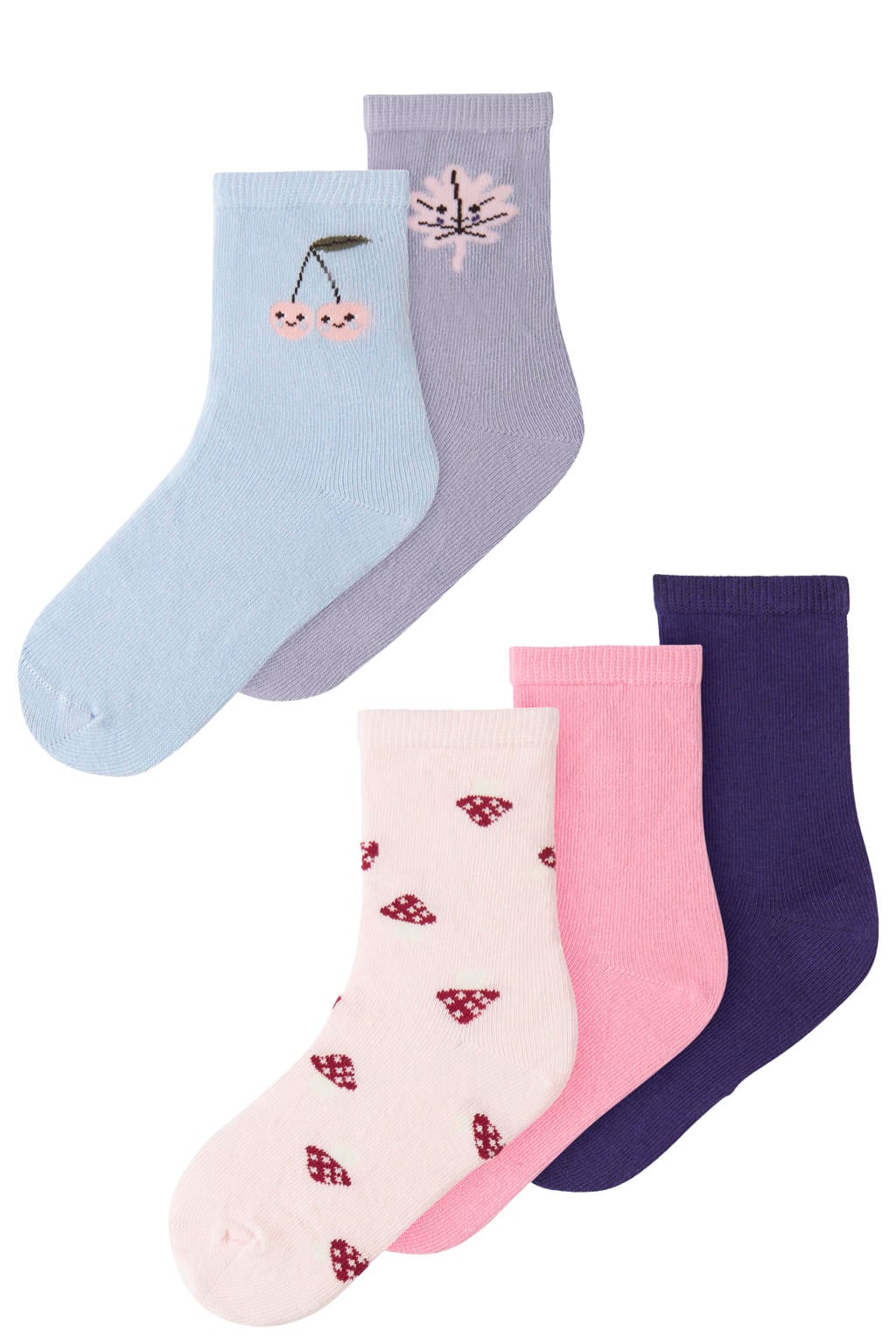 NAME IT MINI sokken met print - roze/meerkleurig (set van 5)