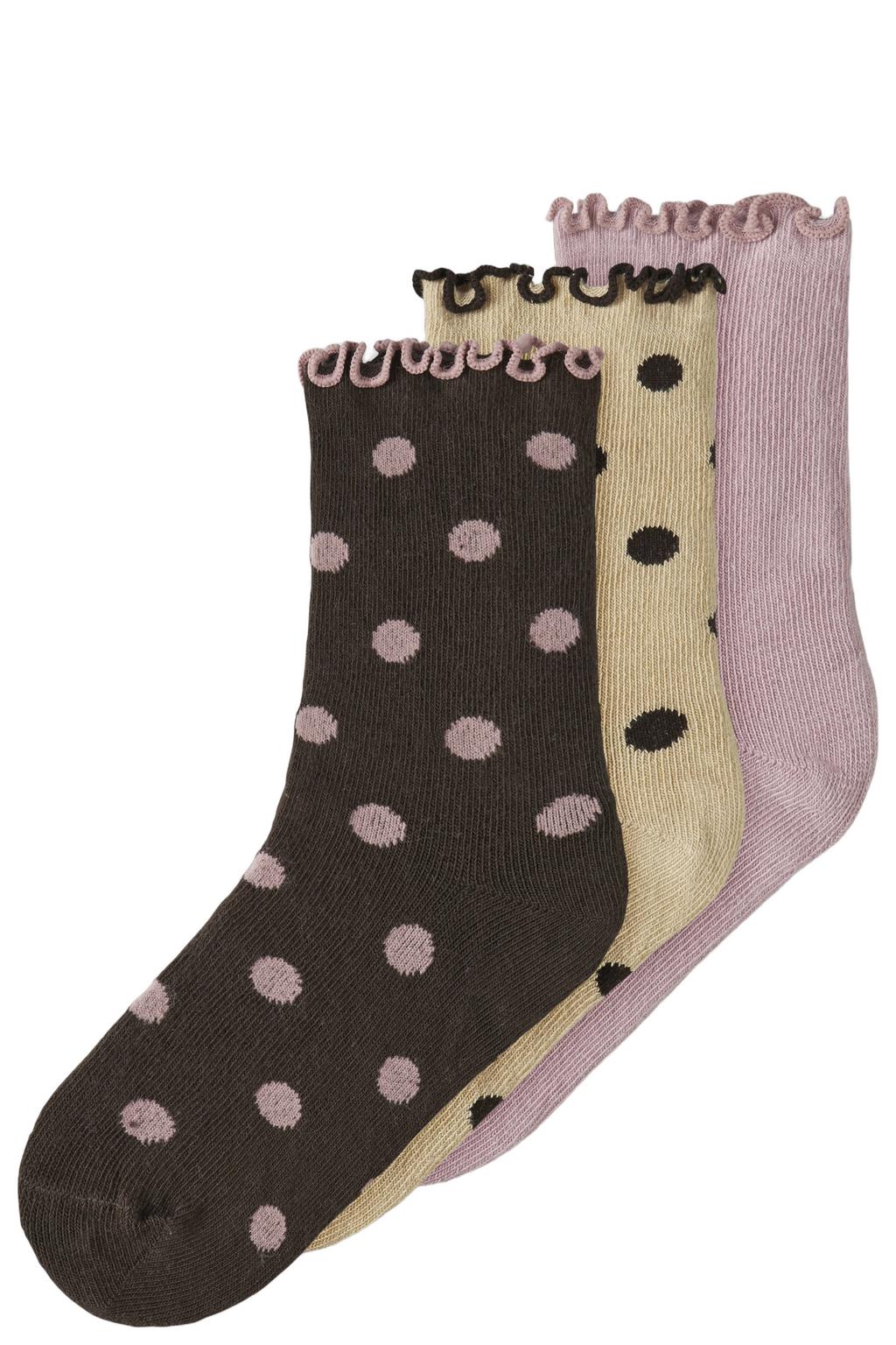 NAME IT MINI sokken met stippen - roze/bruin/beige