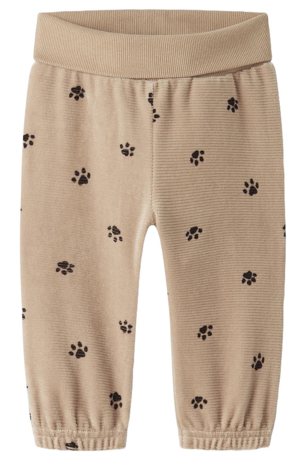 Zandkleurige jongens NAME IT BABY katoenen babybroek met elastische tailleband