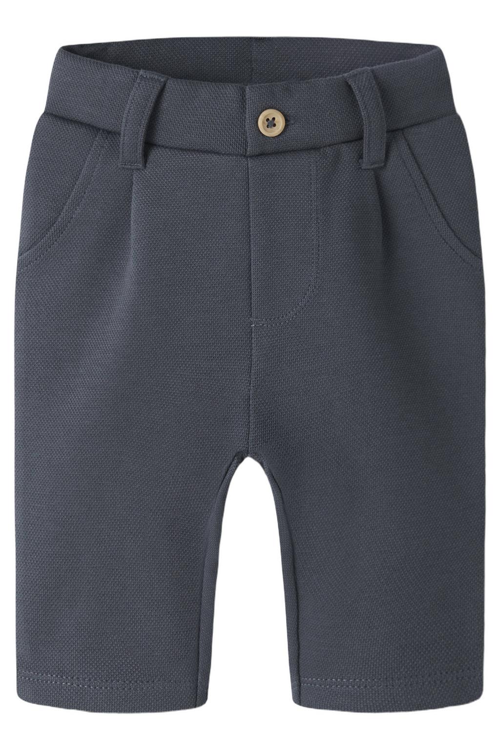 Donkerblauwe jongens NAME IT BABY jacquard chino van katoen met knoopsluiting en effen