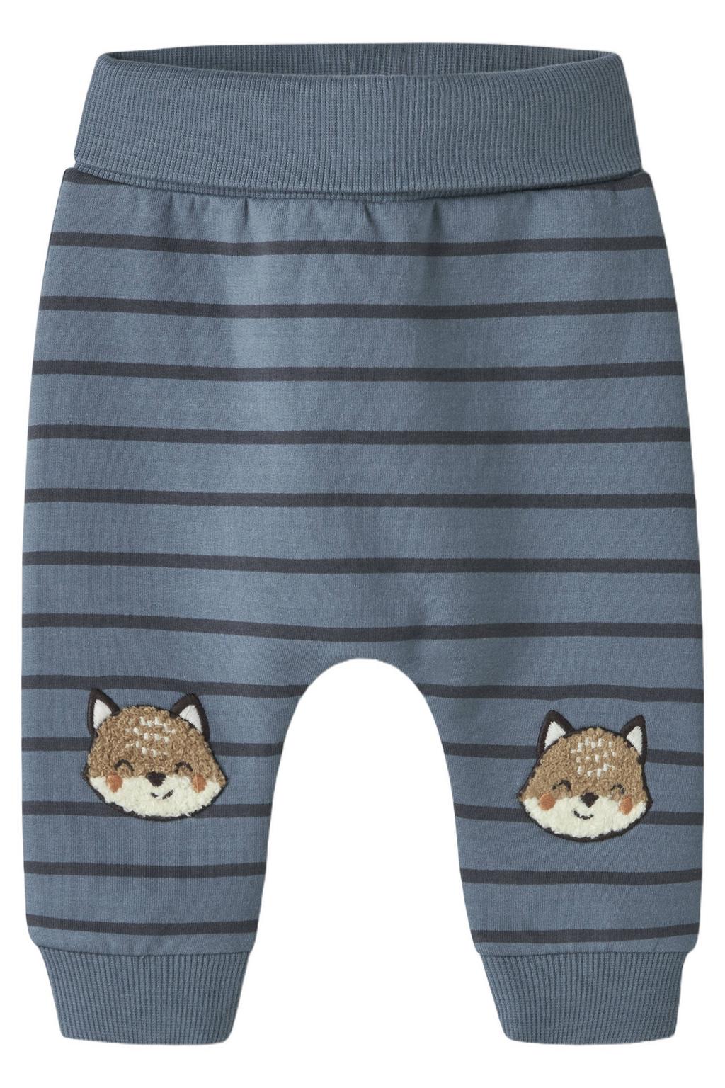 Blauwe jongens NAME IT BABY gestreepte joggingbroek van sweat materiaal met elastische tailleband en printopdruk