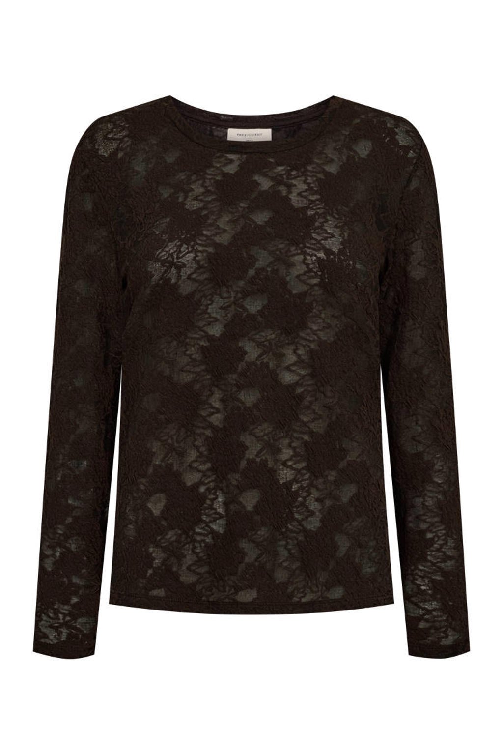 FREEQUENT kanten blouse - zwart
