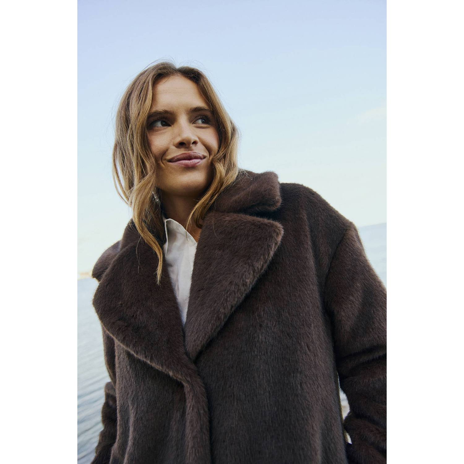 FREEQUENT winter faux fur jas bruin