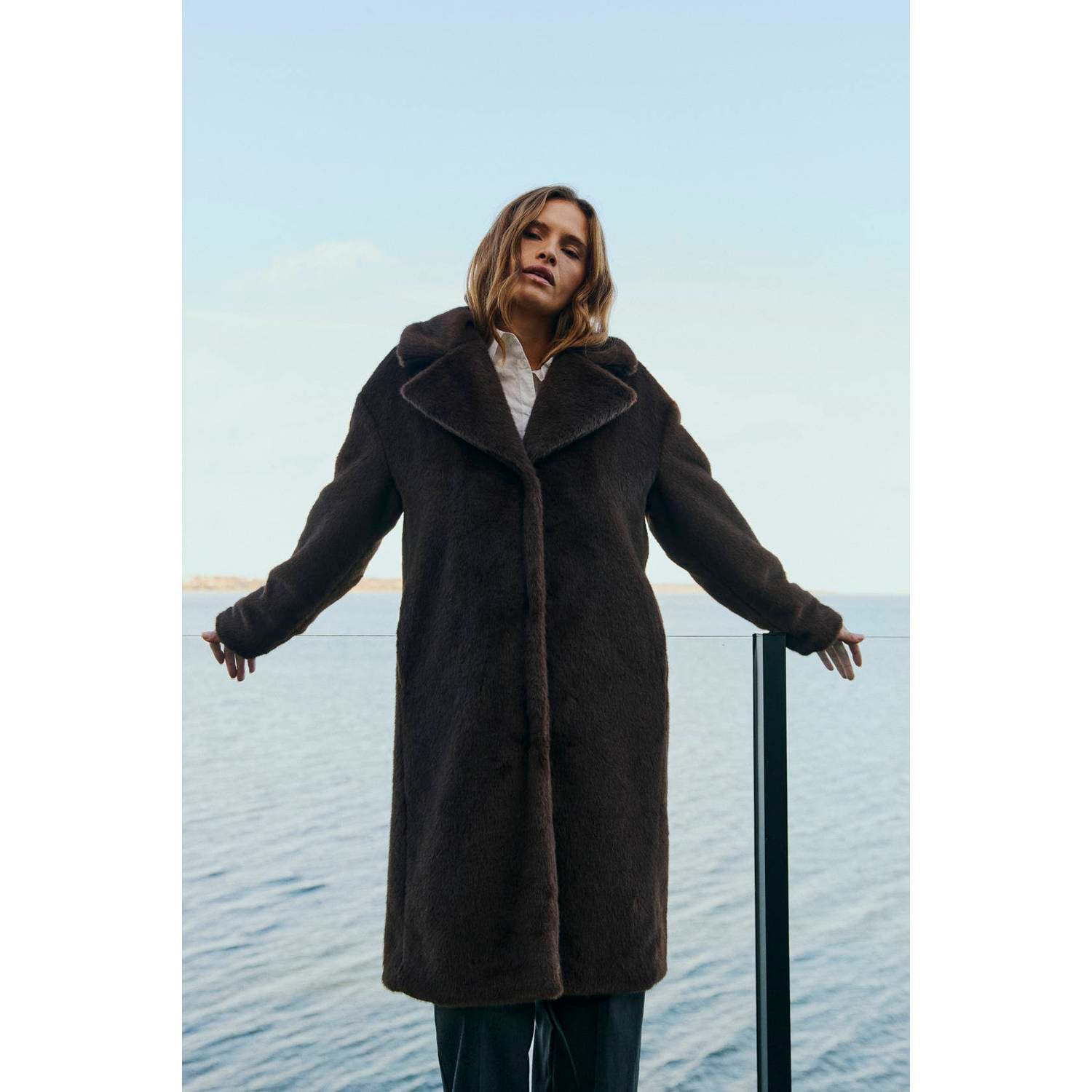 FREEQUENT winter faux fur jas bruin