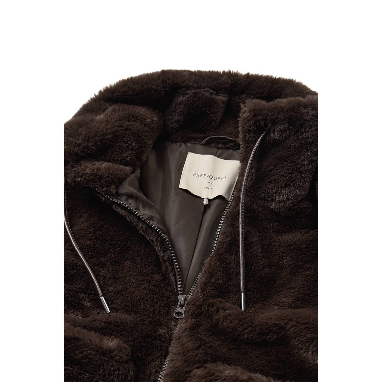FREEQUENT teddy winterjas donkerbruin