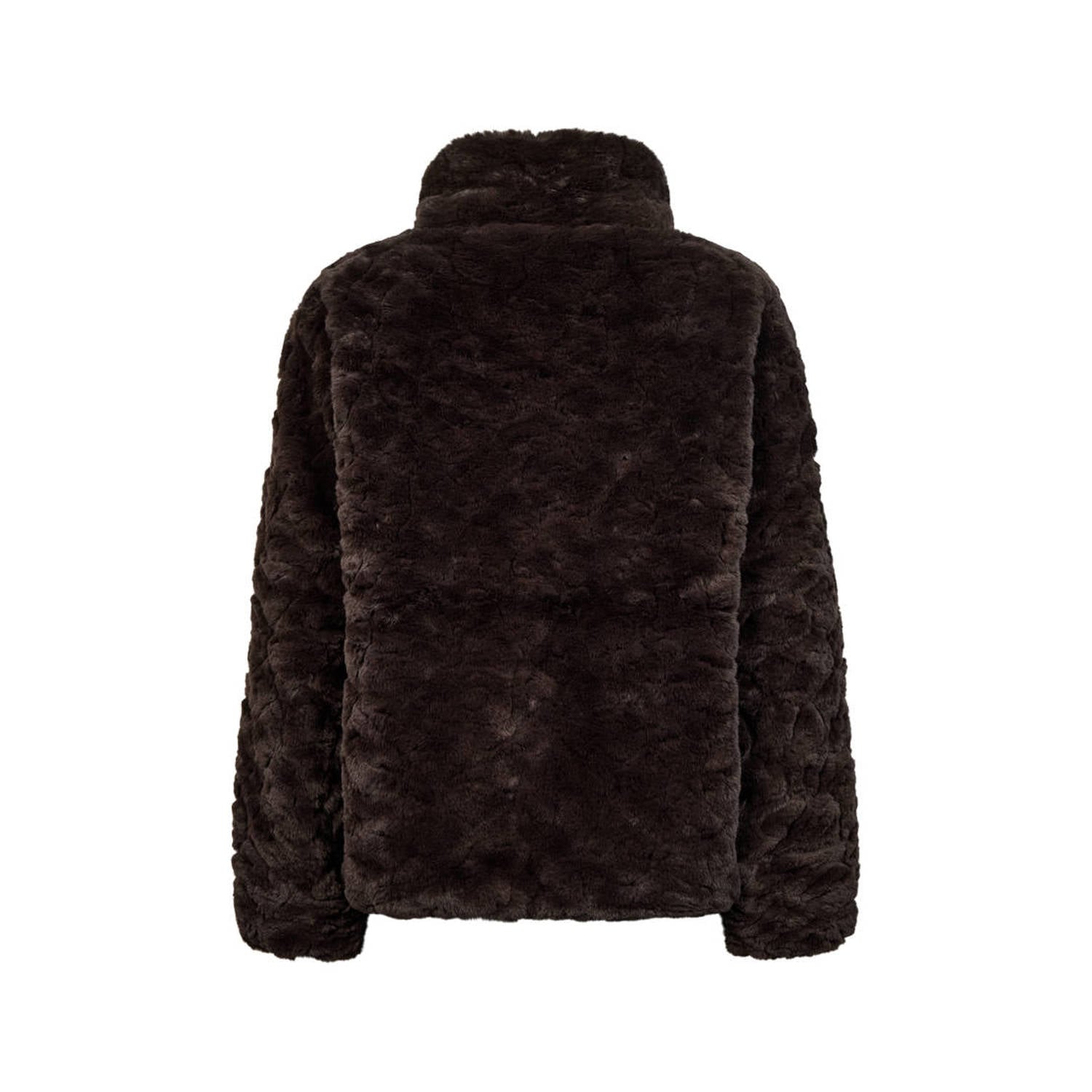 FREEQUENT faux fur jas donkerbruin