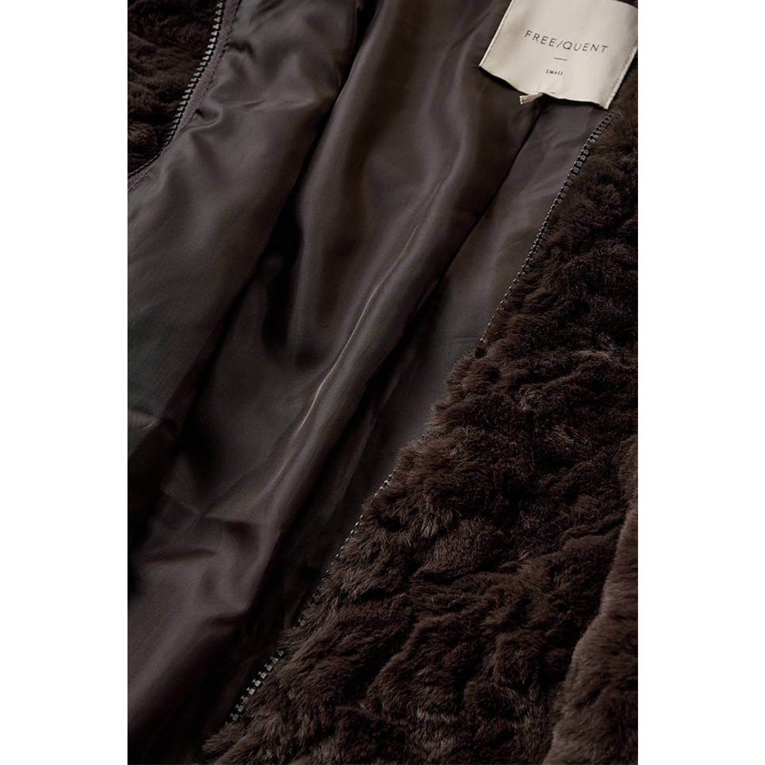 FREEQUENT faux fur jas donkerbruin