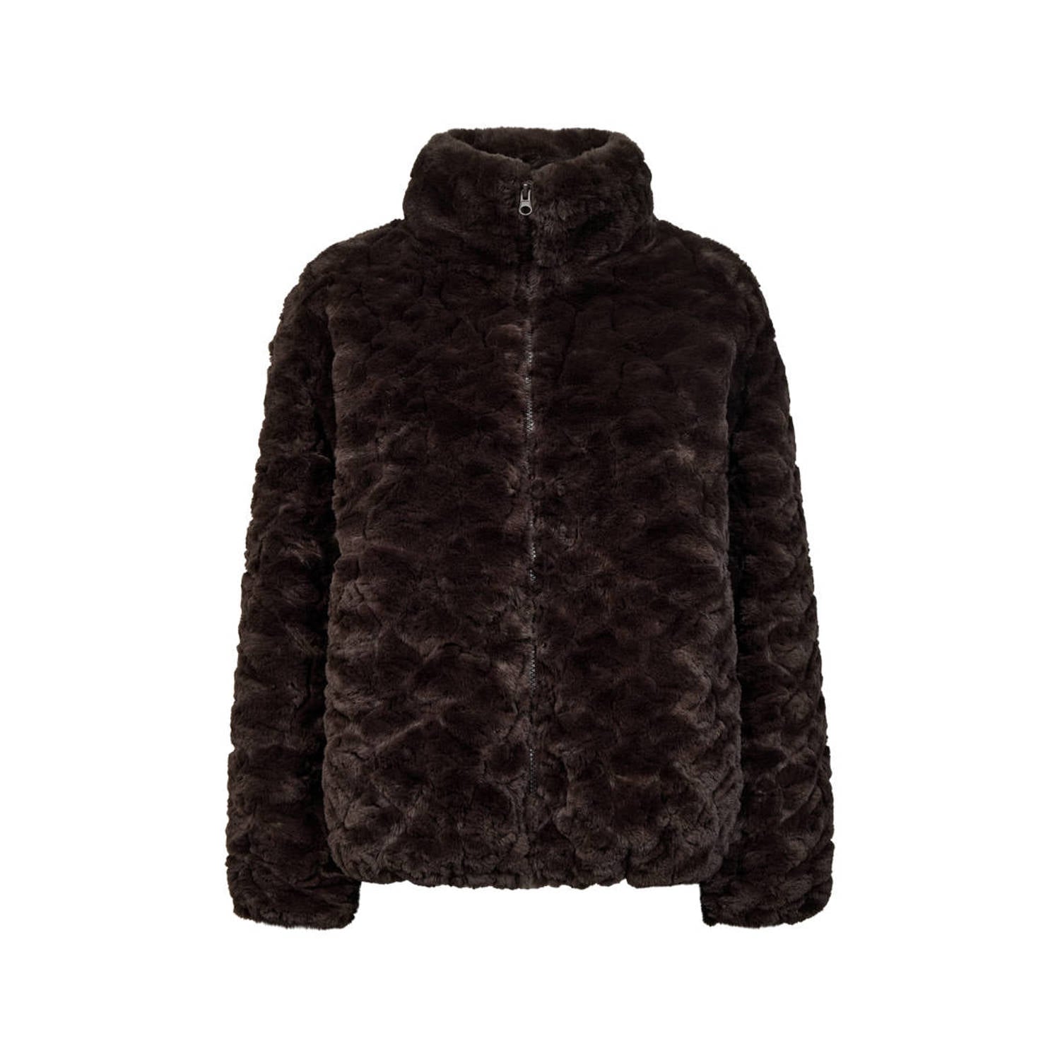 FREEQUENT faux fur jas donkerbruin