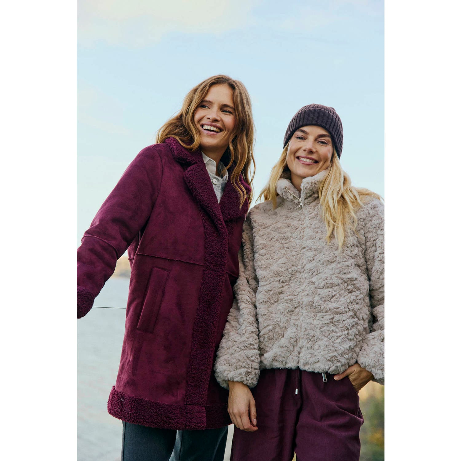 FREEQUENT faux fur jas ecru