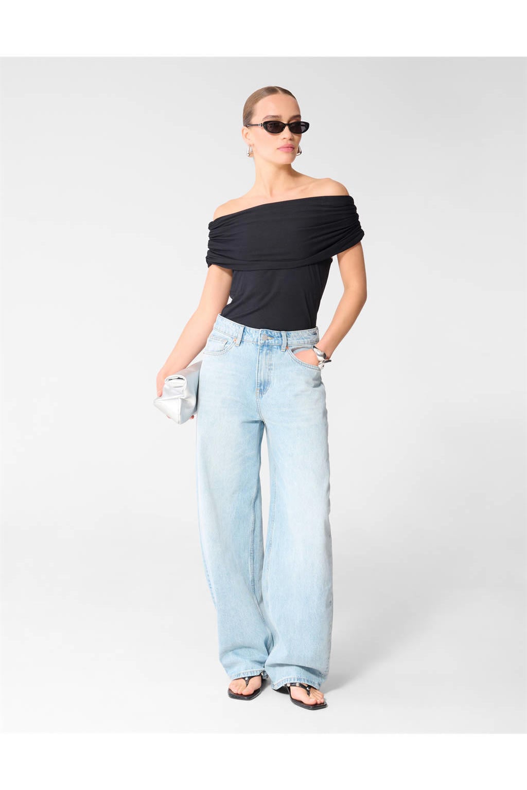 Shoeby aansluitend top met plooien - zwart