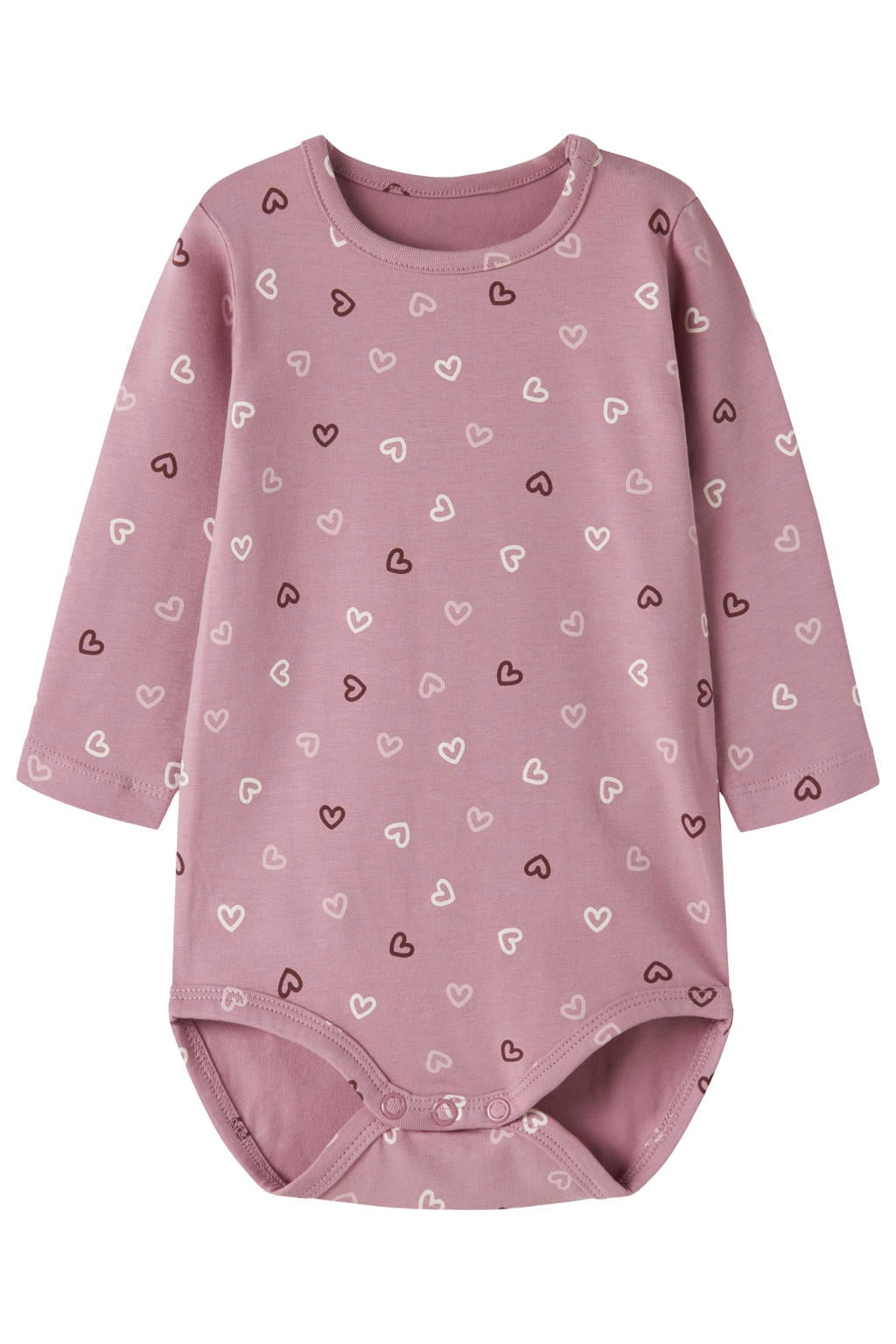 NAME IT BABY katoenen romper met hartjes - roze