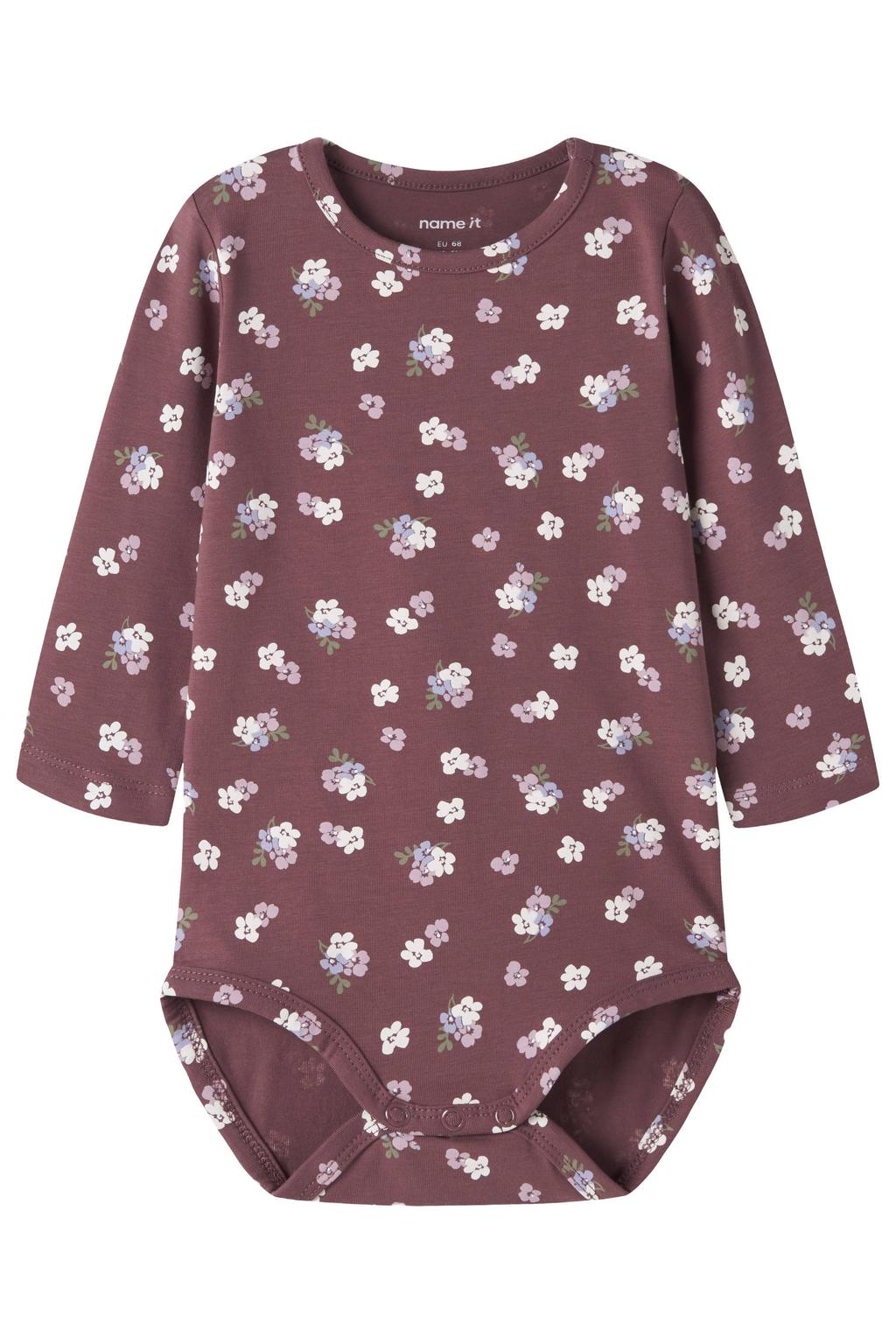NAME IT BABY gebloemde romper - donkerrood