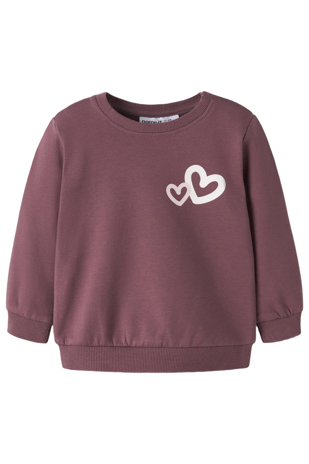 Donkerrode meisjes NAME IT BABY sweater met printopdruk, lange mouwen, ronde hals en drukknoopsluiting