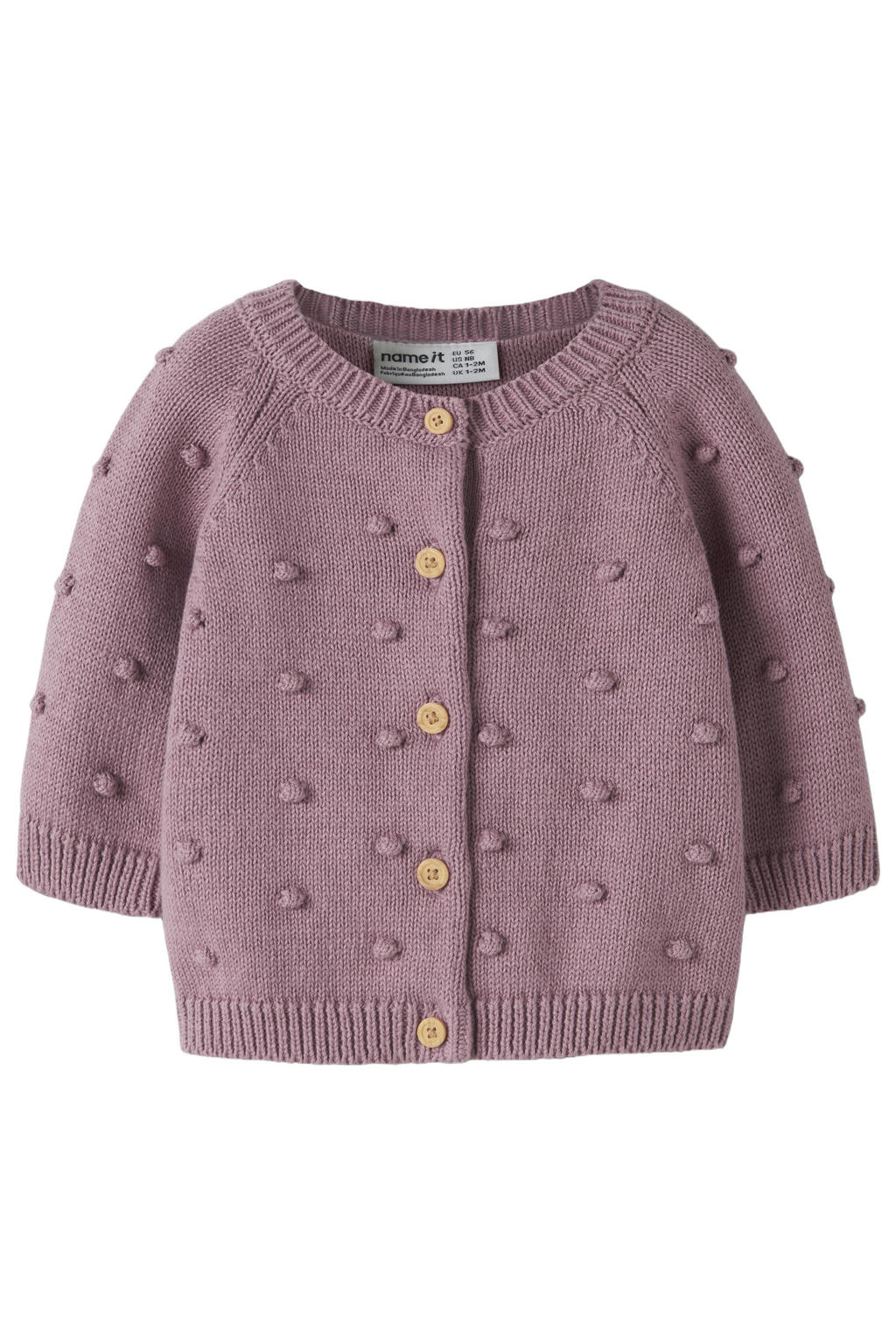 NAME IT BABY katoenen rechtvallend gebreide vest - paars
