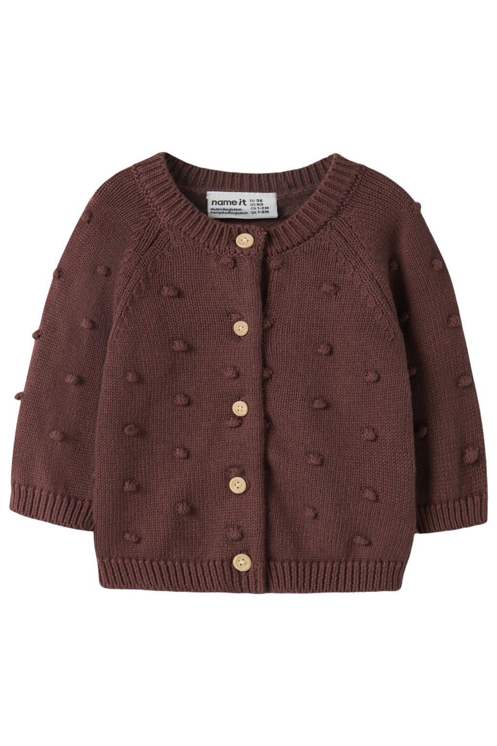 NAME IT BABY katoenen rechtvallend gebreid vest - donkerrood