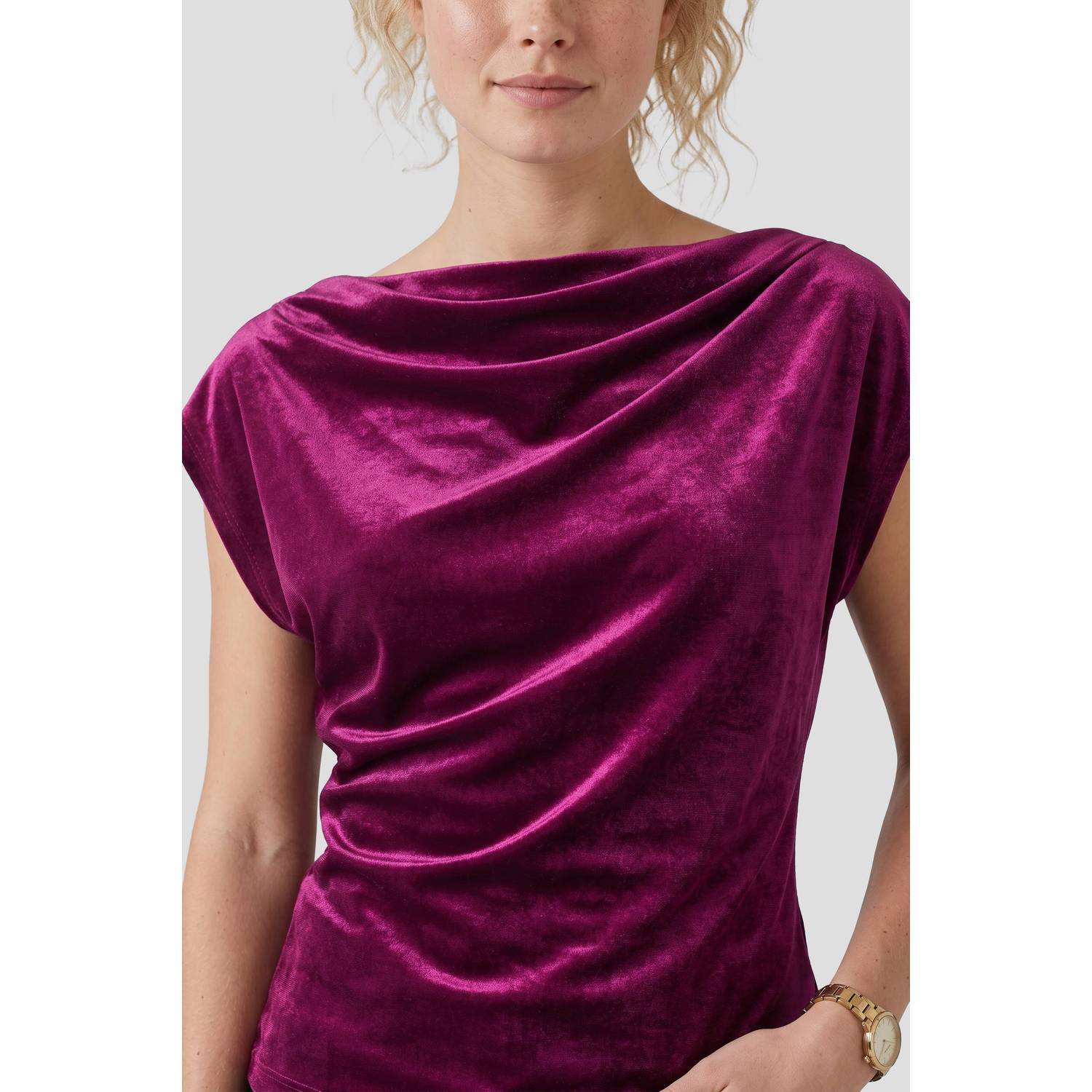Anytime asymmetrische fluwelen top donkerpaars