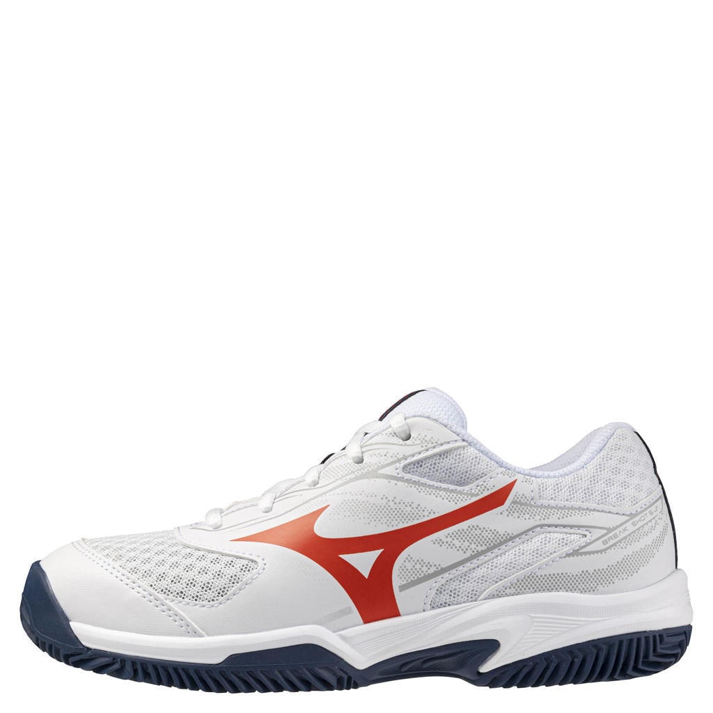 Wit en oranje jongens en meisjes Mizuno Break Shot 5 CLay mesh tennisschoenen - van mesh-pu/voering: mesh/voetbed: eva met veters