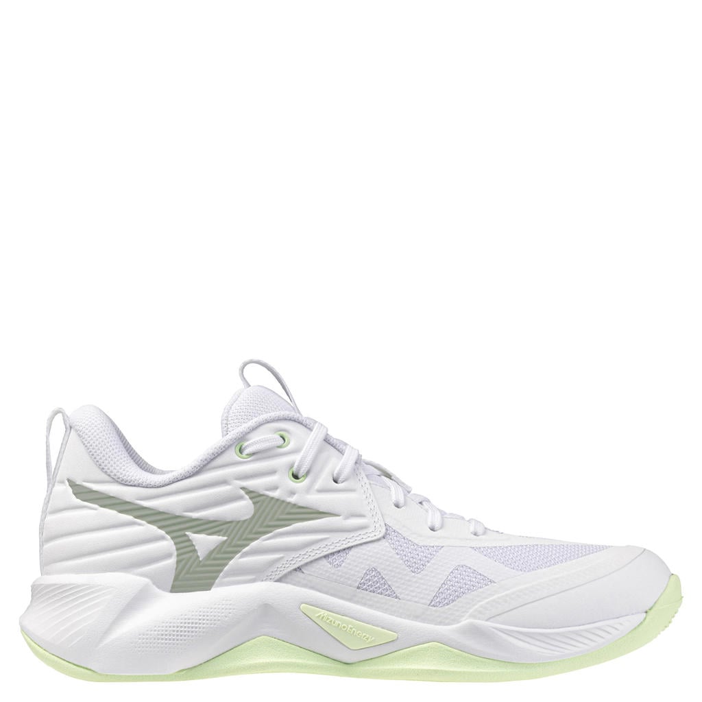 Wit en grijze dames Mizuno Wave Momentum sportschoenen - blauw van mesh-pu/voering: mesh/voetbed: eva met veters