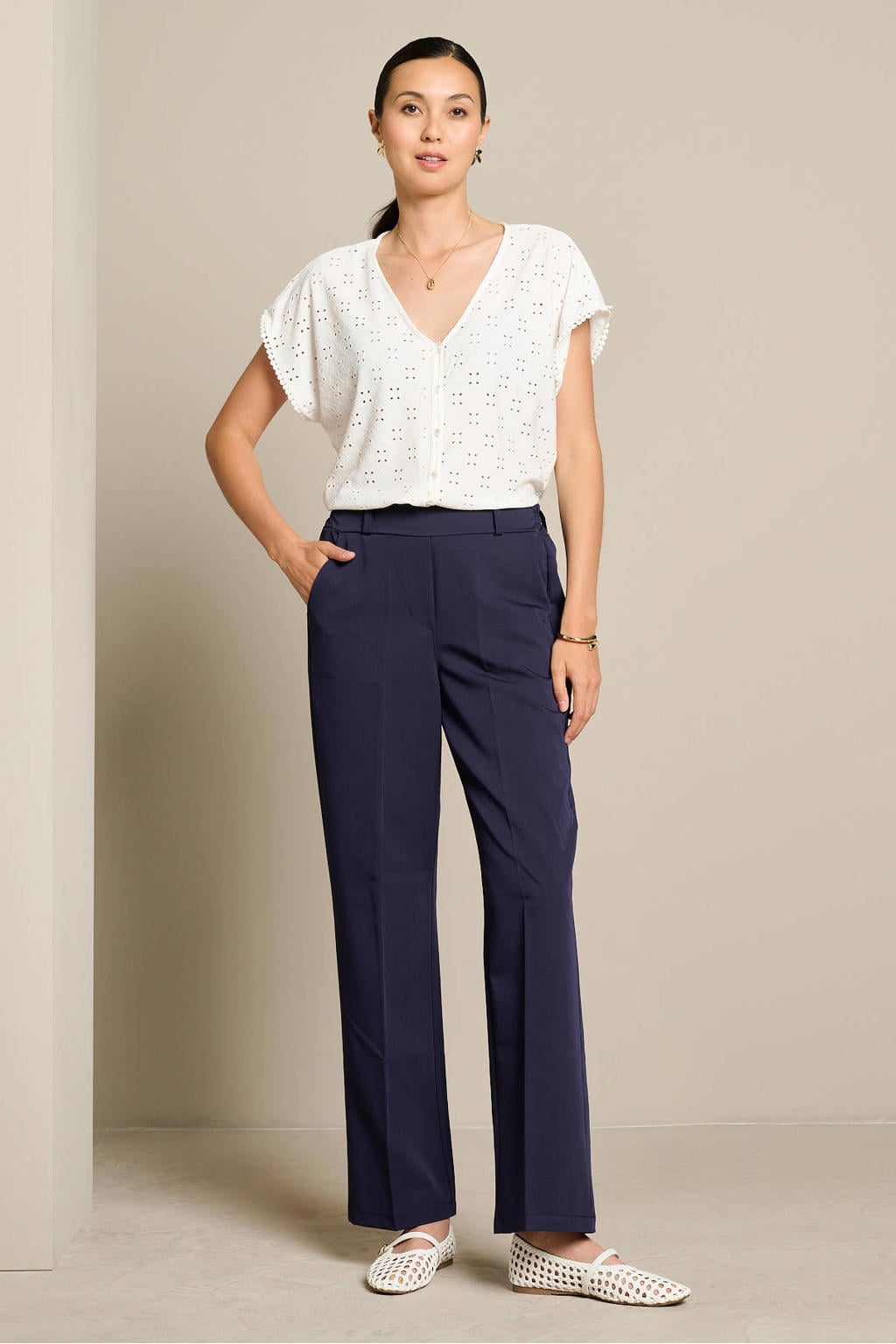 LOLALIZA regular fit broek - donkerblauw
