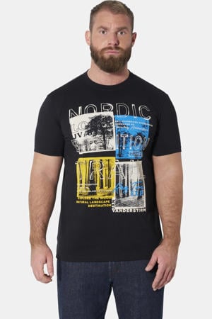 oversized T-shirt Plus Size met print - zwart