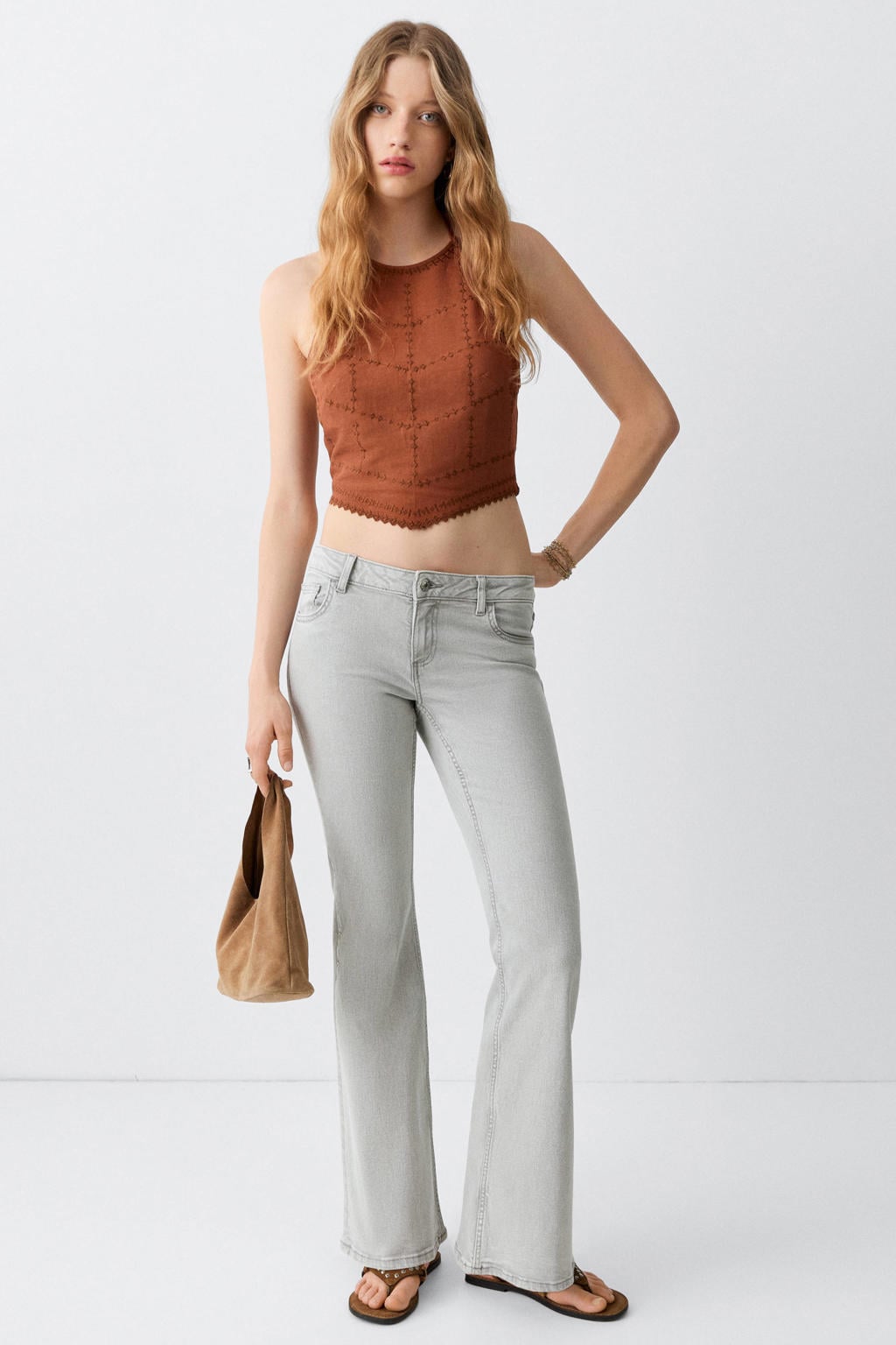 MANGO TEEN low waist flared jeans - grijs