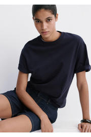 thumbnail: Mango denim loose fit regular waist jort - donkerblauw
