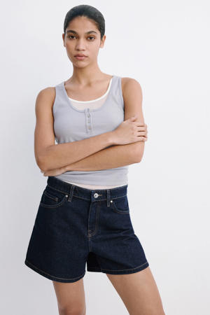 regular fit denim short - donkerblauw