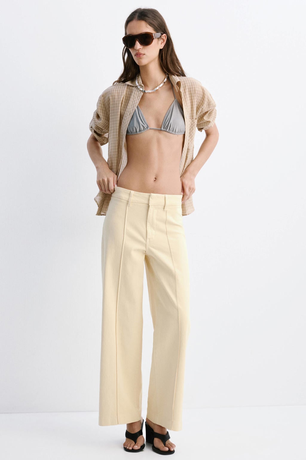 Mango wide leg jeans - geel