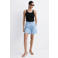 Mango regular fit high waist jorts met linnen - lichtblauw