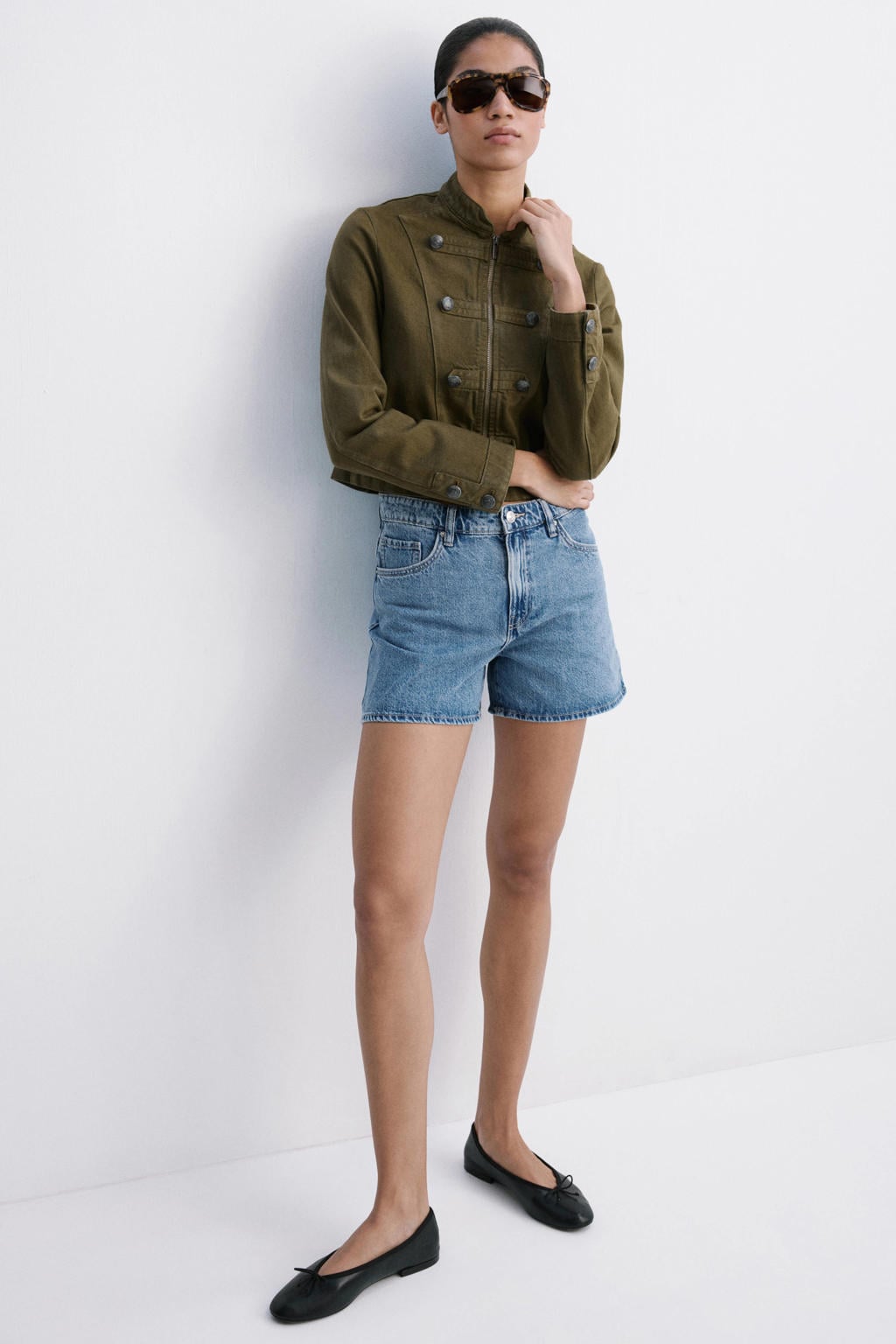 Mango regular fit denim short - middelblauw