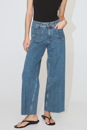 high waist wide leg jeans - mediumblauw