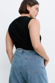 thumbnail: Mango high waist wide leg jeans - mediumblauw