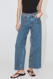 thumbnail: Mango high waist wide leg jeans - mediumblauw