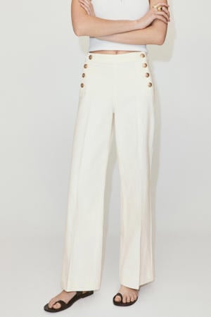 denim wide leg broek - ecru