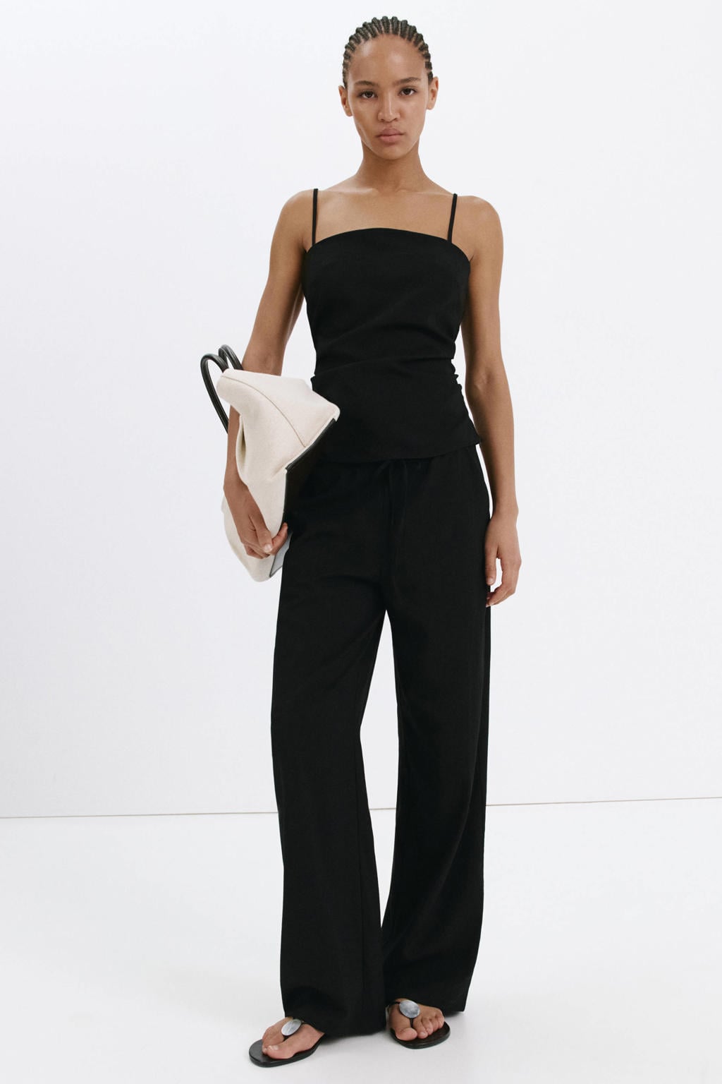 Mango wide leg broek - zwart