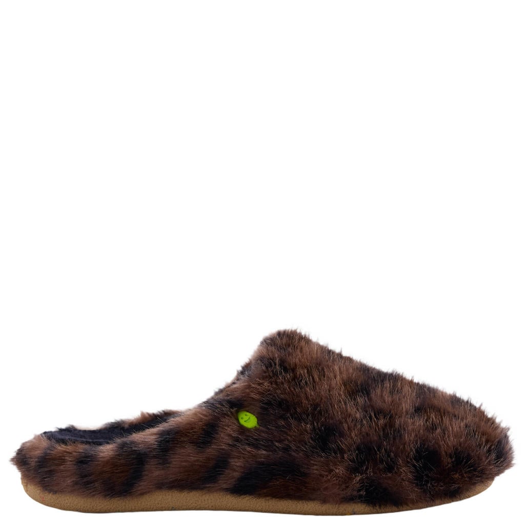 Bruine dames Hot Potatoes pantoffels - met panterprint