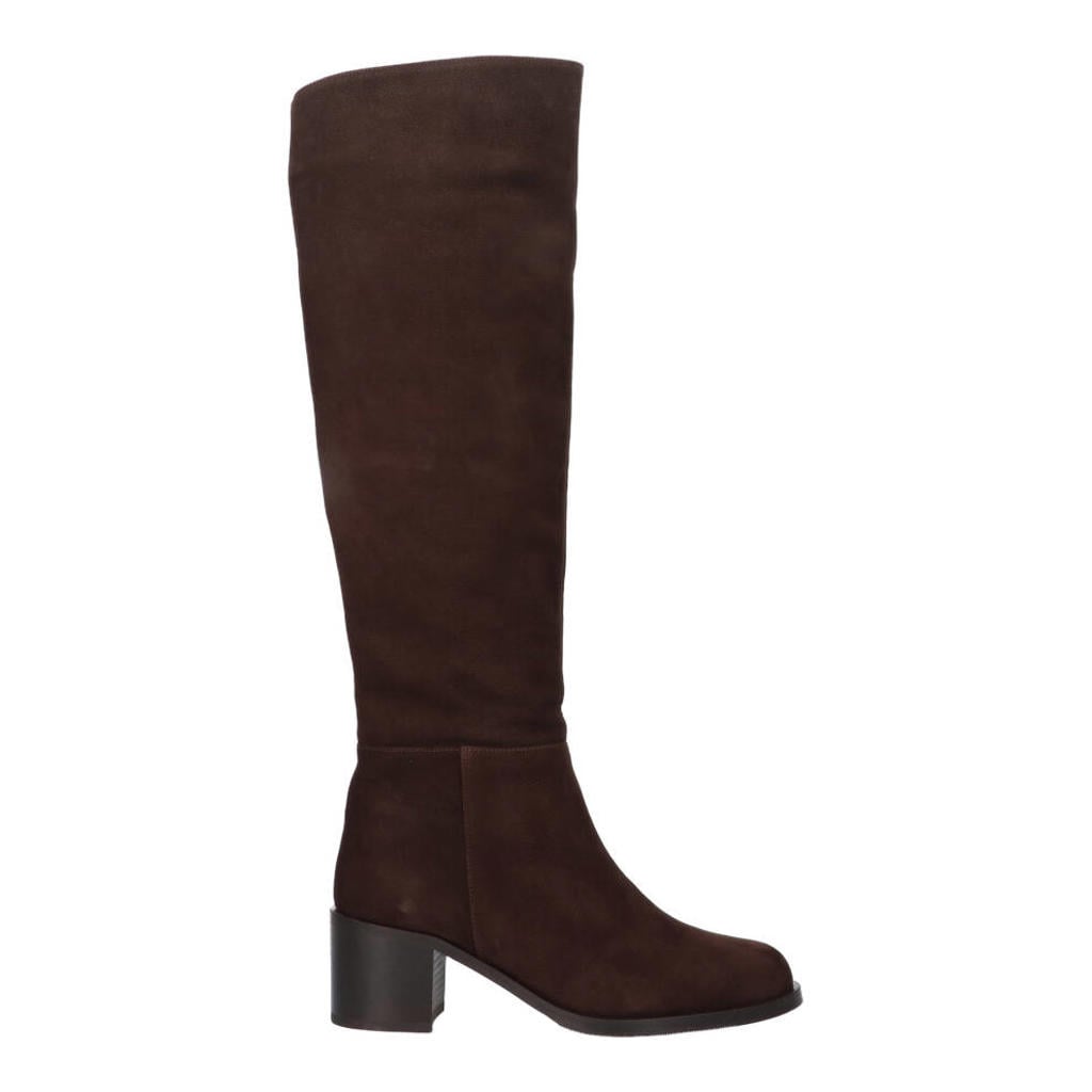 Donkerblauwe dames Tango Dovie 2-a suède laarzen met blokhak - van 100% nubuck met ritssluiting