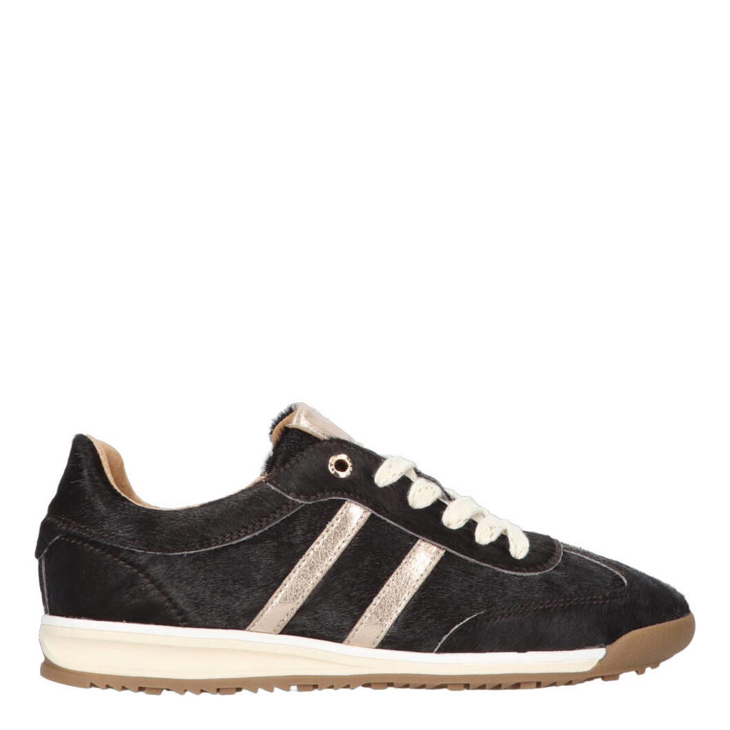 Donkerblauwe dames Tango Moxie 404-a suède sneakers - van leer met ponyhair met veters