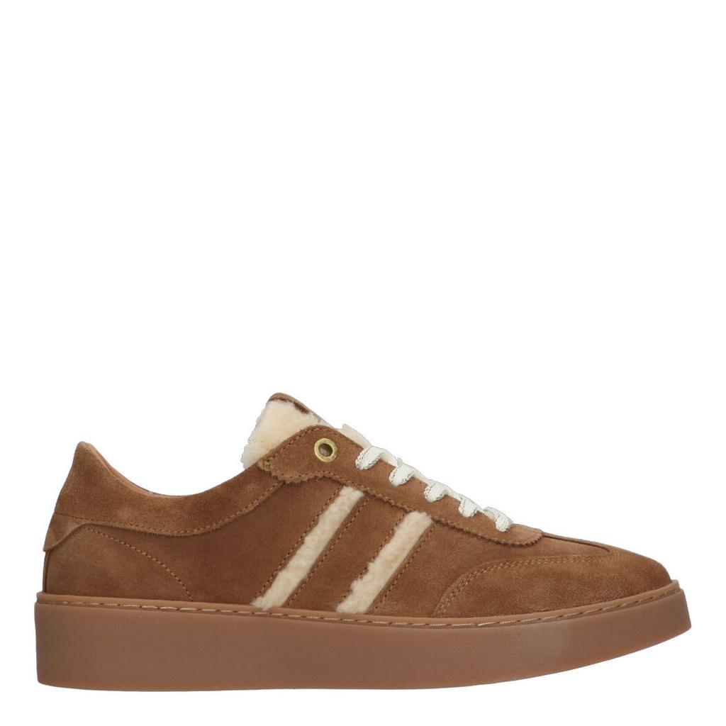 Cognackleurige dames Tango Nynke 1-aq suède sneakers - met veters