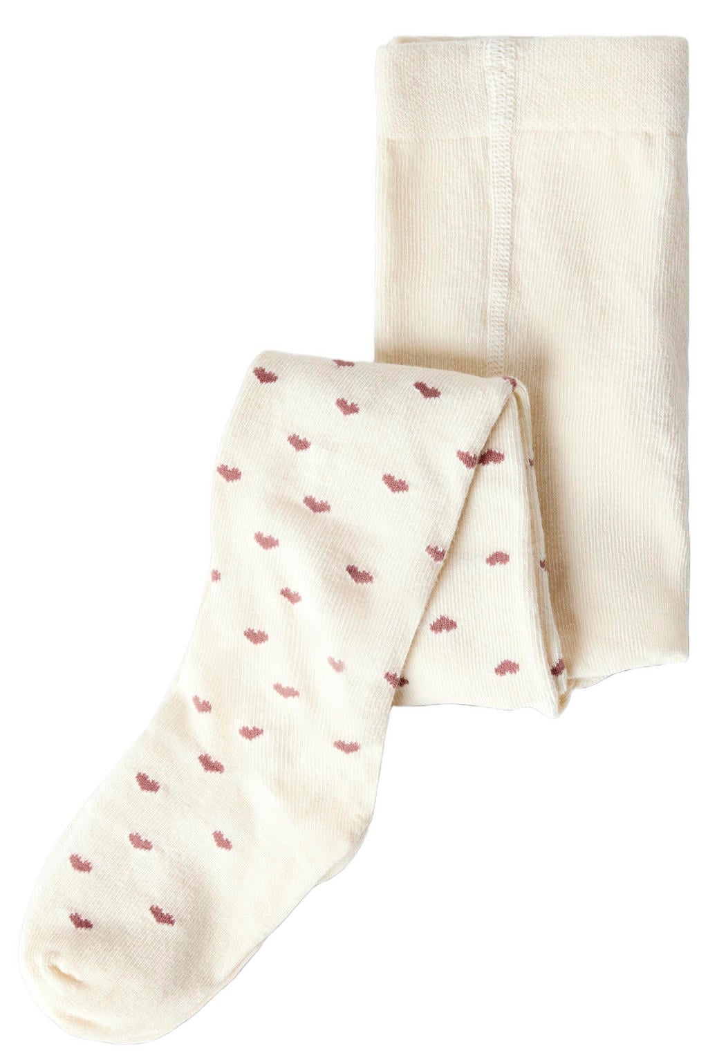 LIL' ATELIER MINI jacquard maillots met hartjes - ecru/roze